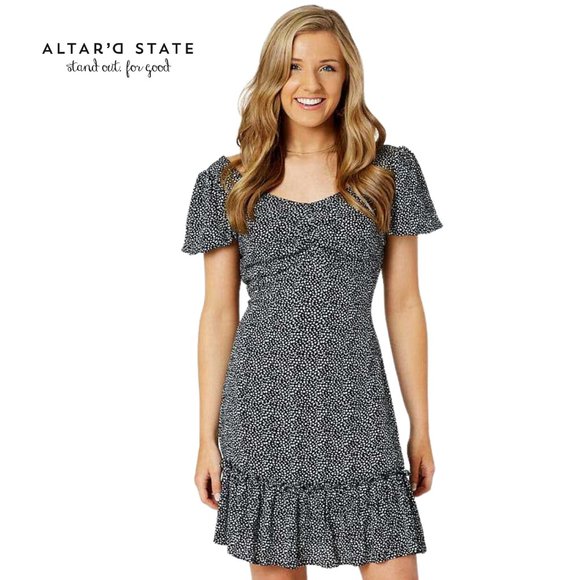 Altar'd State Dresses & Skirts - NEW Without Tags - Altar'd State Cassia Dress Black & Ivory Short Sleeve, Large